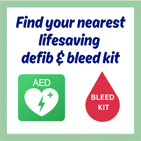 Defibrillator and Bleed Kit Locations
